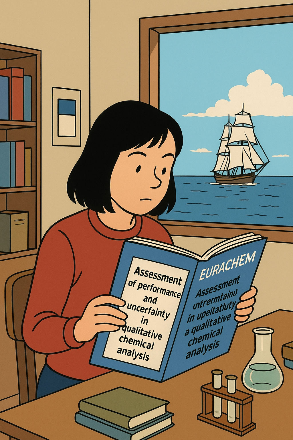 Maria reading about Bayes' Theorem